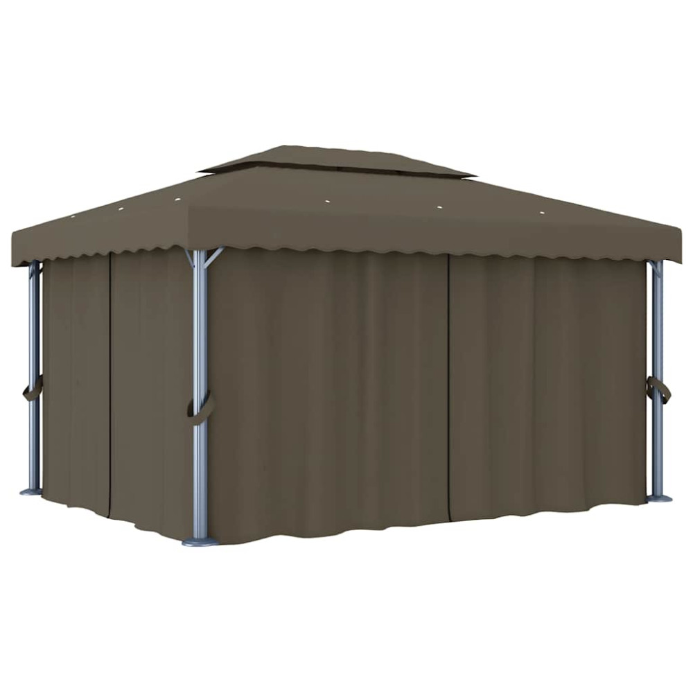 Produktbild för Paviljong med draperi och ljusslinga LED 4x3 m taupe