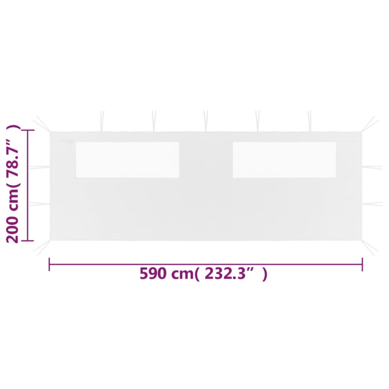 Produktbild för Sidovägg med fönster till partytält 6x2 m vit