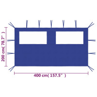 Miniatyr av produktbild för Sidovägg med fönster till partytält 4x2 m blå