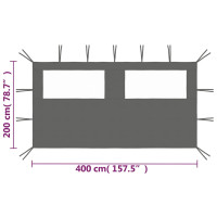 Miniatyr av produktbild för Sidovägg med fönster till partytält 4x2 m antracit