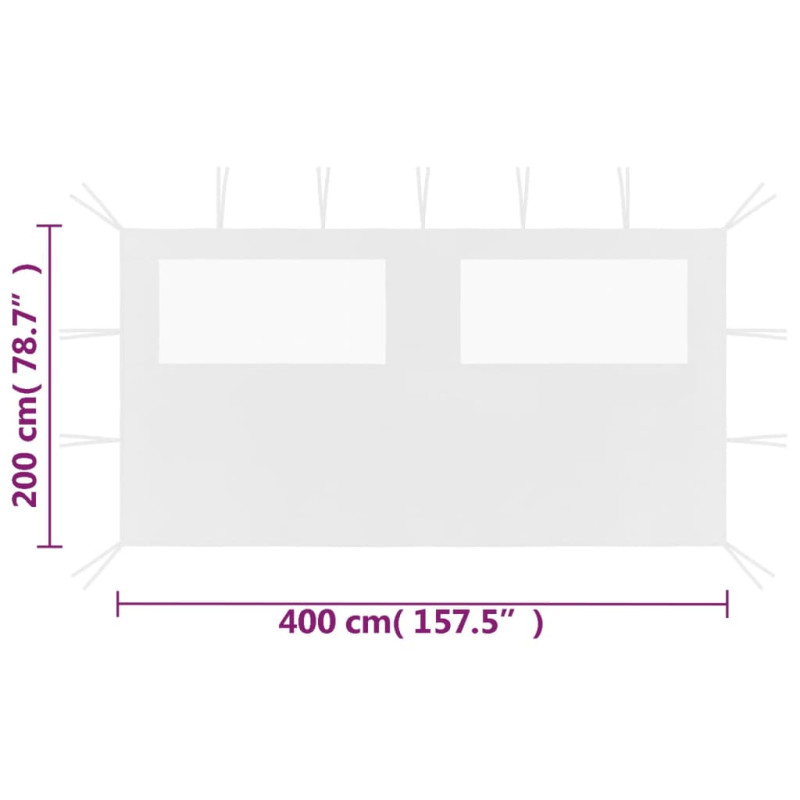 Produktbild för Sidovägg med fönster till partytält 4x2 m vit
