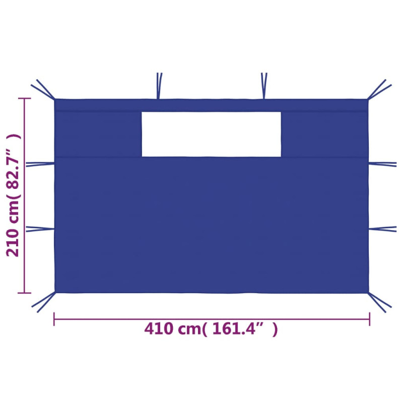 Produktbild för Sidoväggar med fönster till partytält 2 st blå