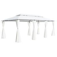 Produktbild för Paviljong med draperier 600x298x270 cm vit 180g/m²