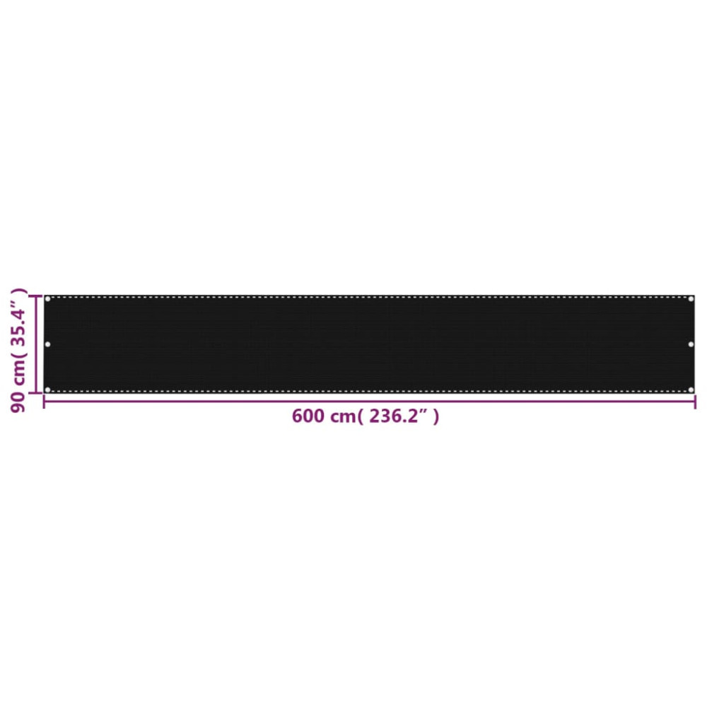 Produktbild för Balkongskärm svart 90x600 cm HDPE