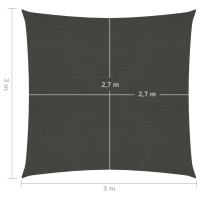 Produktbild för Solsegel 160 g/m² antracit 3x3 m HDPE