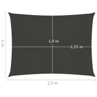 Produktbild för Solsegel 160 g/m² antracit 2x2,5 m HDPE