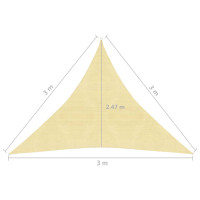 Produktbild för Solsegel 160 g/m² beige 3x3x3 m HDPE