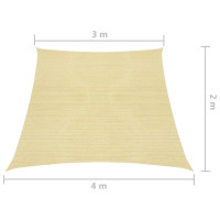 Produktbild för Solsegel 160 g/m² beige 3/4x2 m HDPE