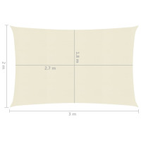 Produktbild för Solsegel 160 g/m² gräddvit 2x3 m HDPE