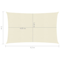 Produktbild för Solsegel 160 g/m² gräddvit 2x4,5 m HDPE