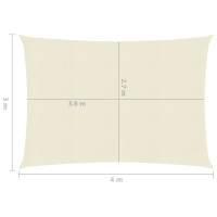 Produktbild för Solsegel 160 g/m² gräddvit 3x4 m HDPE