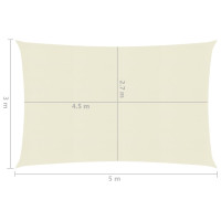 Produktbild för Solsegel 160 g/m² gräddvit 3x5 m HDPE