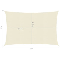 Produktbild för Solsegel 160 g/m² gräddvit 3x6 m HDPE