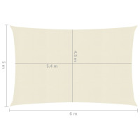 Produktbild för Solsegel 160 g/m² gräddvit 5x6 m HDPE