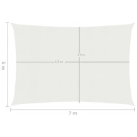 Produktbild för Solsegel 160 g/m² vit 5x7 m HDPE