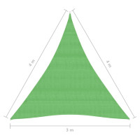 Produktbild för Solsegel 160 g/m² ljusgrön 3x4x4 m HDPE