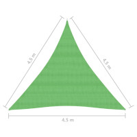 Produktbild för Solsegel 160 g/m² ljusgrön 4,5x4,5x4,5 m HDPE