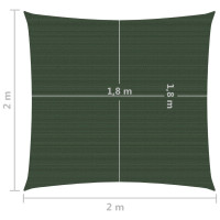 Produktbild för Solsegel 160 g/m² mörkgrön 2x2 m HDPE