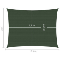 Produktbild för Solsegel 160 g/m² mörkgrön 2x2,5 m HDPE