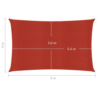 Produktbild för Solsegel 160 g/m² röd 4x6 m HDPE