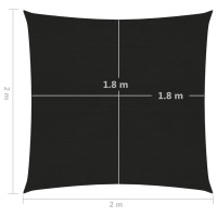 Produktbild för Solsegel 160 g/m² svart 2x2 m HDPE