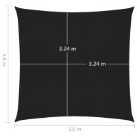 Produktbild för Solsegel 160 g/m² svart 3,6x3,6 m HDPE