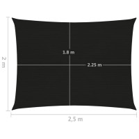 Produktbild för Solsegel 160 g/m² svart 2x2,5 m HDPE