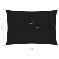 Produktbild för Solsegel 160 g/m² svart 3,5x5 m HDPE