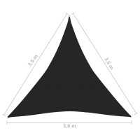 Miniatyr av produktbild för Solsegel 160 g/m² svart 3,6x3,6x3,6 m HDPE