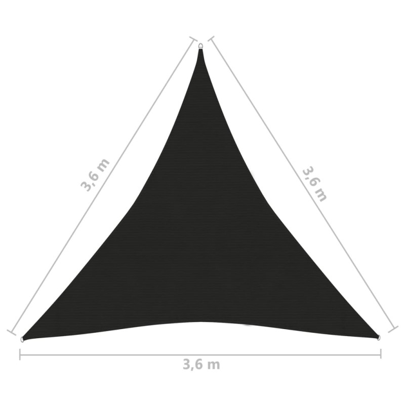 Produktbild för Solsegel 160 g/m² svart 3,6x3,6x3,6 m HDPE