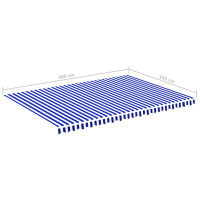 Produktbild för Markisväv blå och vit 5x3,5 m