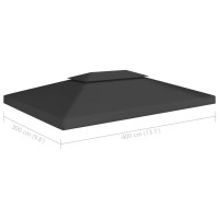 Miniatyr av produktbild för Paviljongtak med ventilering 310 g/m² 4x3 m svart