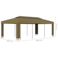 Produktbild för Paviljong dubbla tak 3x6 m taupe 180 g/m²