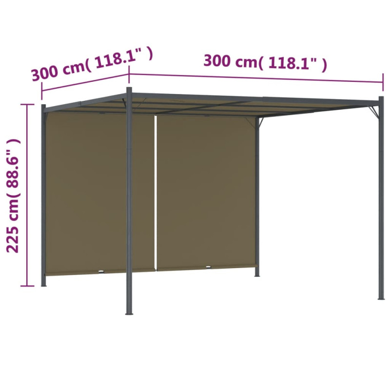 Produktbild för Pergola med infällbart tak 3x3 m taupe 180 g/m²