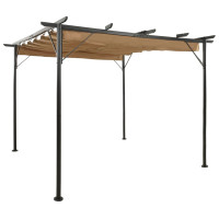 Miniatyr av produktbild för Pergola med infällbart tak taupe 3x3 m stål 180 g/m²