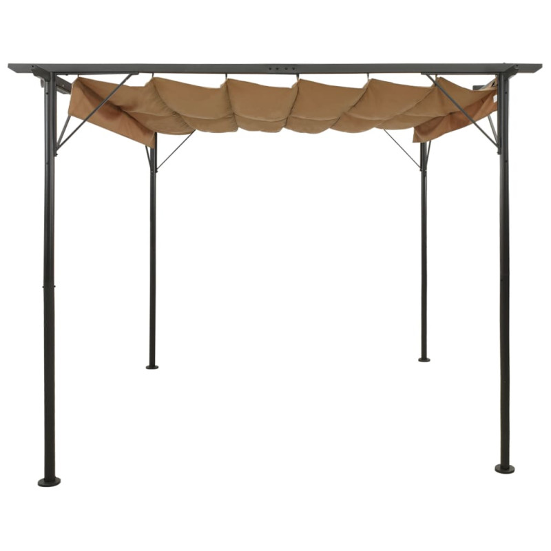 Produktbild för Pergola med infällbart tak taupe 3x3 m stål 180 g/m²