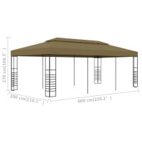 Produktbild för Paviljong 6x3x2,7 m taupe 180 g/m²