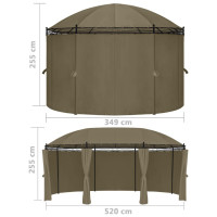 Produktbild för Paviljong med draperier 520x349x255 cm taupe 180 g/m²