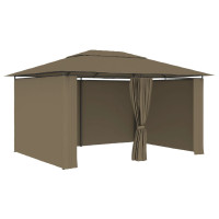 Produktbild för Paviljong med draperier 4x3 m taupe 180 g/m²