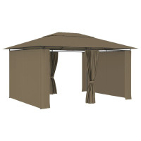 Produktbild för Paviljong med draperier 4x3 m taupe 180 g/m²