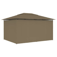 Produktbild för Paviljong med draperier 4x3 m taupe 180 g/m²