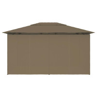 Produktbild för Paviljong med draperier 4x3 m taupe 180 g/m²