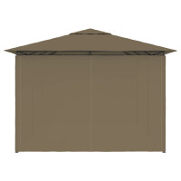 Produktbild för Paviljong med draperier 4x3 m taupe 180 g/m²