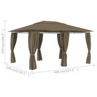 Produktbild för Paviljong med draperier 4x3 m taupe 180 g/m²