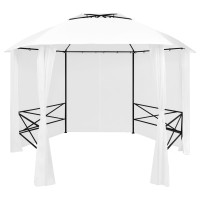 Produktbild för Paviljong med draperier 360x312x265 cm vit 180 g/m²
