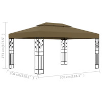 Produktbild för Paviljong dubbla tak 3x4 m taupe 180 g/m²