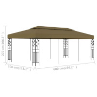 Produktbild för Paviljong 6x3 m taupe 180 g/m²