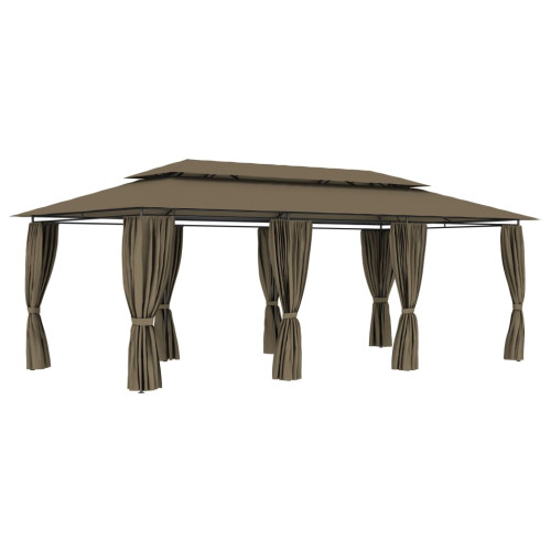 vidaXL Paviljong med draperier 600x298x270 cm taupe 180 g/m²