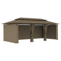 Produktbild för Paviljong med draperier 600x298x270 cm taupe 180 g/m²