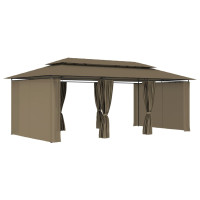 Produktbild för Paviljong med draperier 600x298x270 cm taupe 180 g/m²